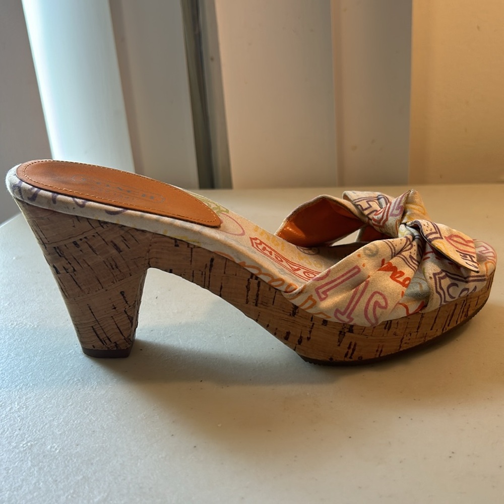 Coach “Karen” slip on logo sandals with front bow aesthetic tie Sz 5.5 - Picture 10 of 12